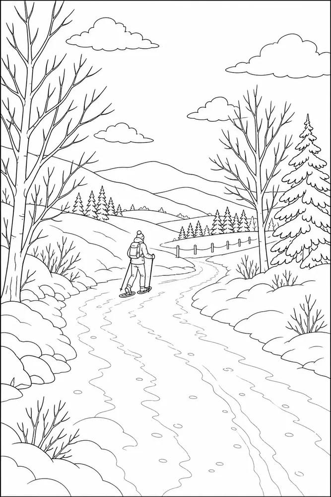 Winter Sports Winter sports outdoor path coloring page