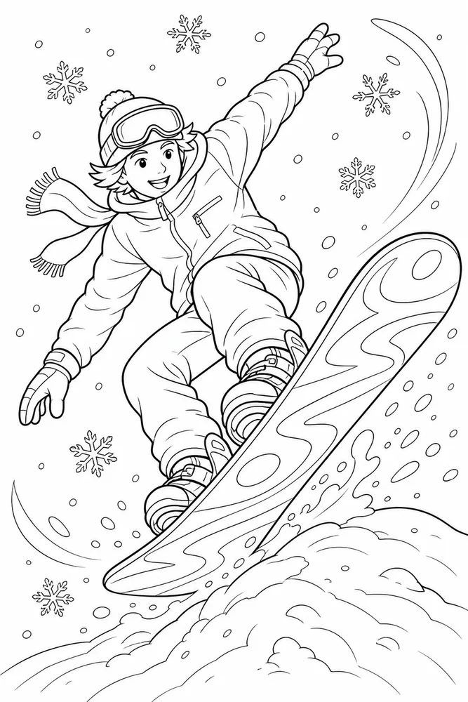 Winter Sports Winter sports playful pose coloring page