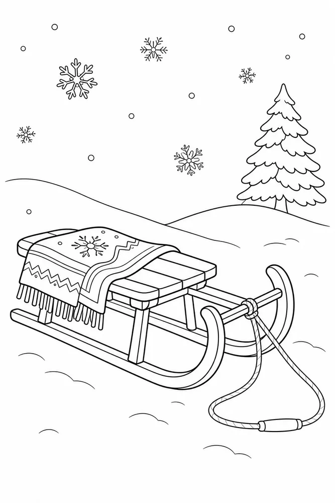 Winter Sports Winter sports simple scene coloring page