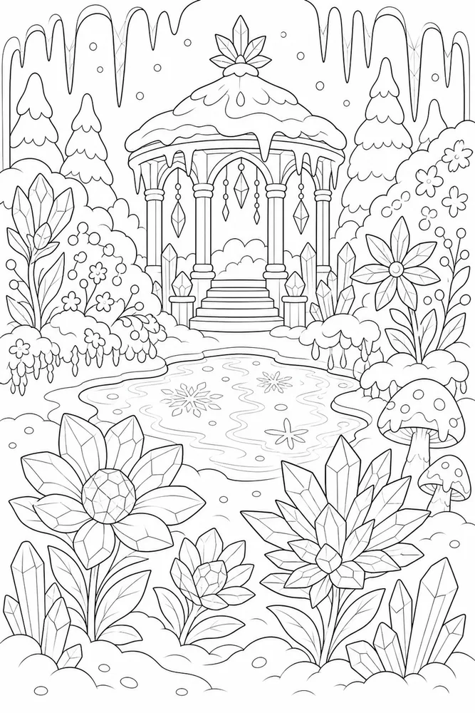 Winter Wonderland Ice Garden coloring page