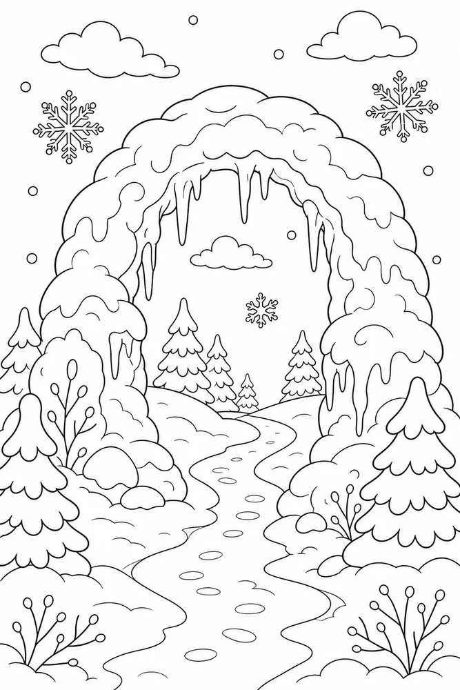 Winter Wonderland Snow Arch coloring page