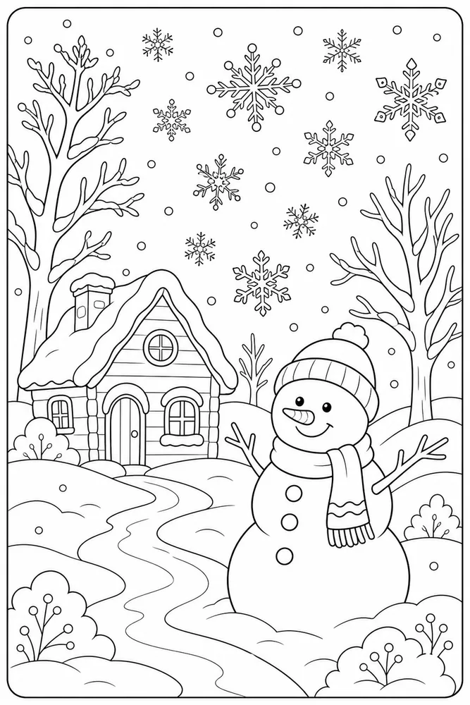 Winter Wonderland Snowflake Sky coloring page