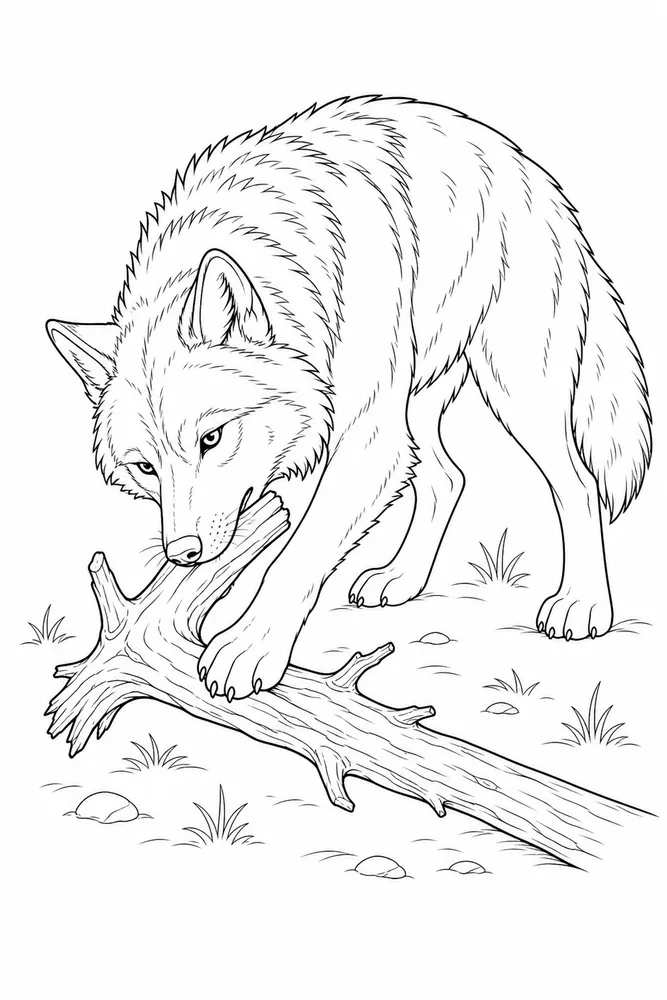 Gray Wolf Gray wolf activity scene coloring page