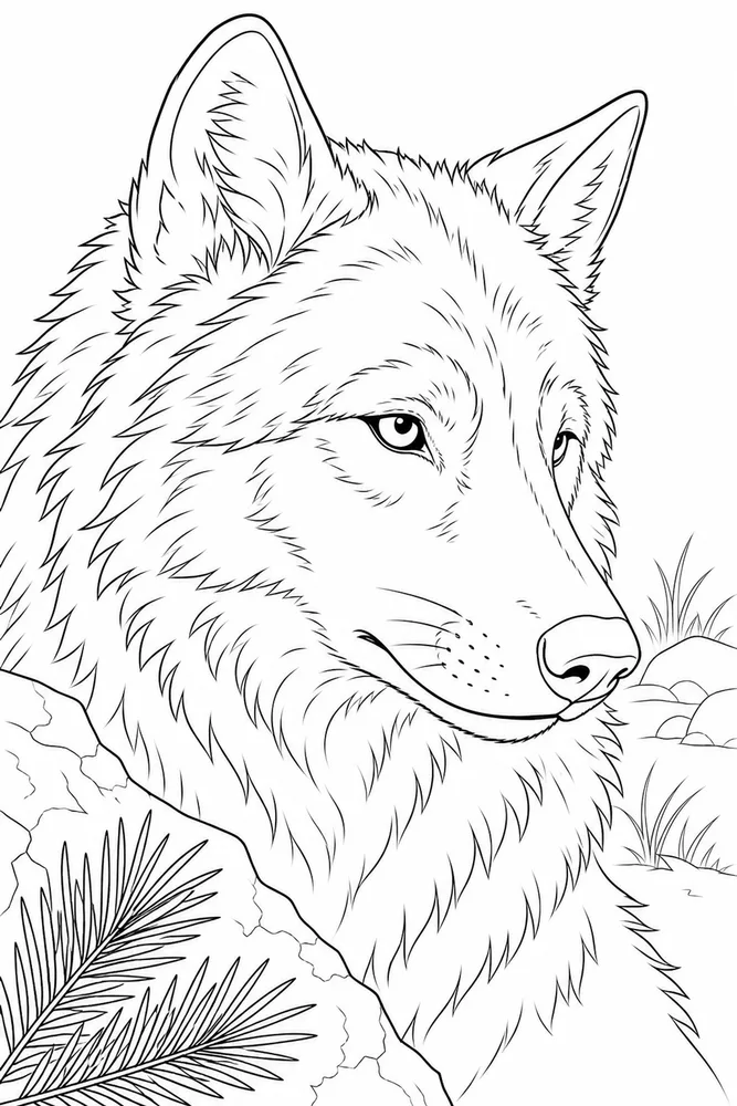 Gray Wolf Gray wolf close up detail coloring page