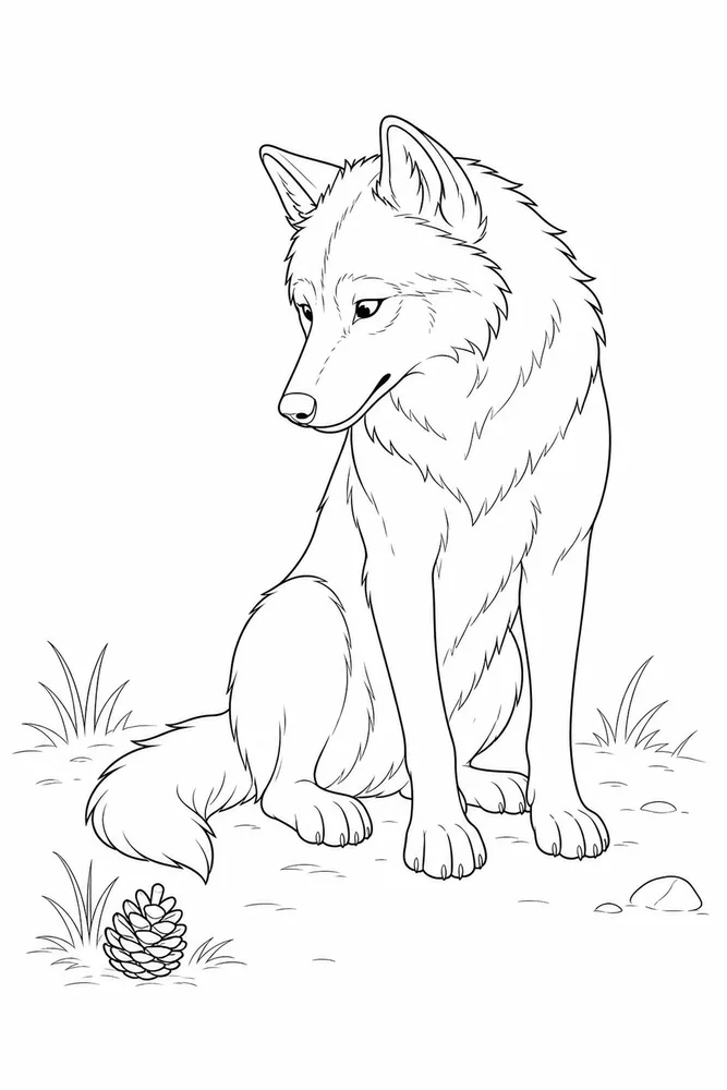 Gray Wolf Gray wolf front portrait coloring page