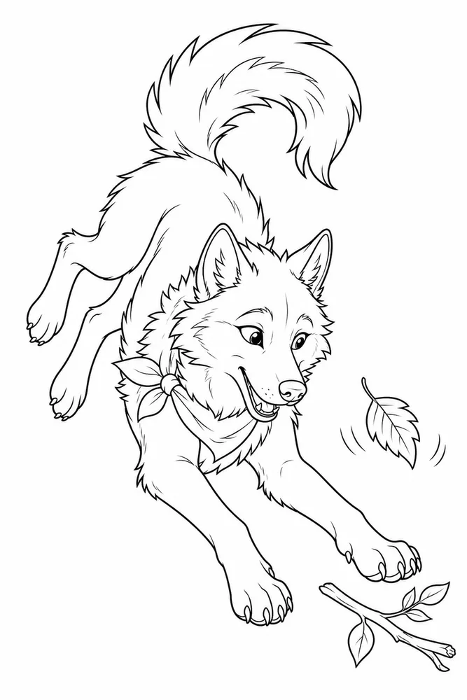 Gray Wolf Gray wolf playful pose coloring page